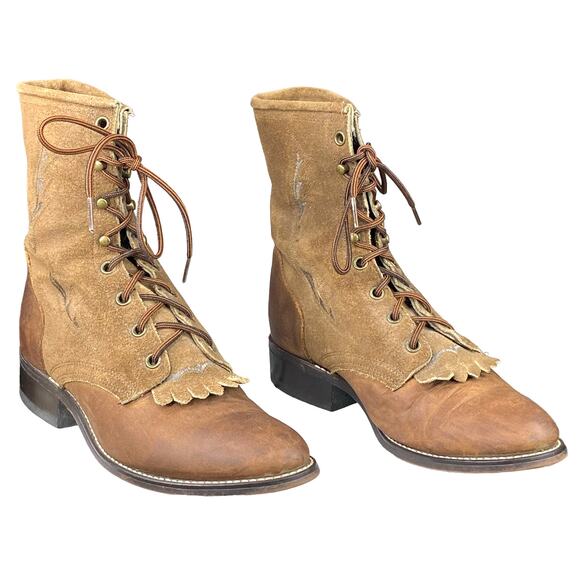 Laredo Women's Roper Brown Leather Suede Lace Up Wester Boot Size US 7.5 - Picture 5 of 10
